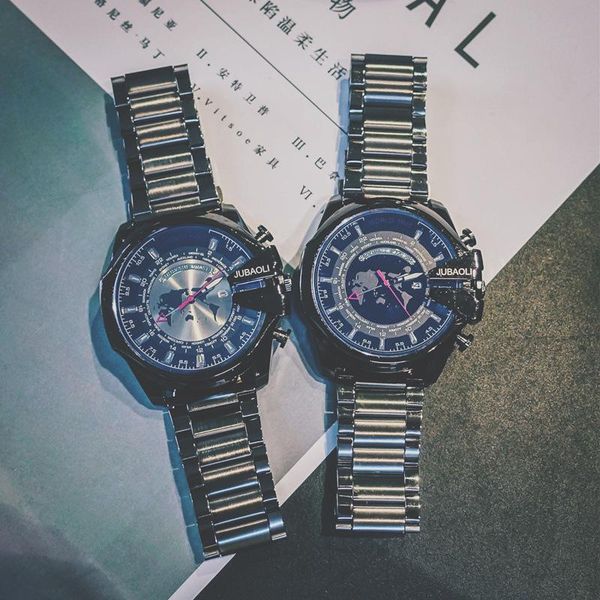 

star celebrity inspired oversized dial korean alloy belt calendar campus fashion mens sports atmosphere watch men's quartz wristwatches, Slivery;brown