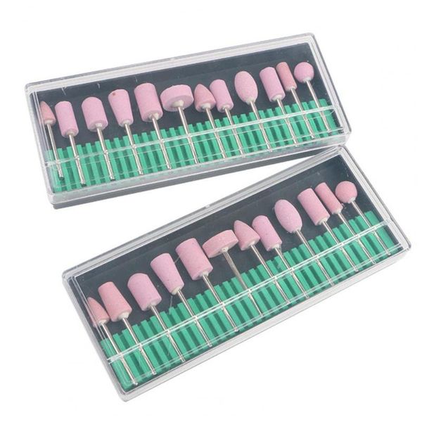 

nail art equipment 50% 12pcs/set drill bit high strength sandblasting quartz manicure scrub stone buffers tool, Silver