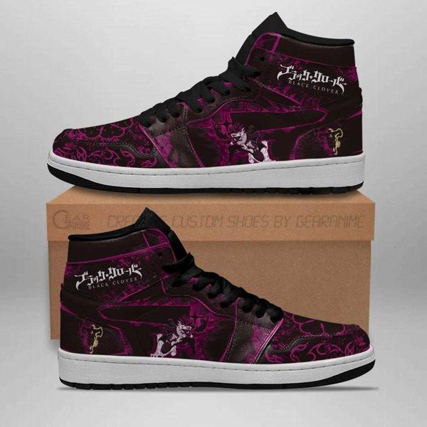

black asta sneakers custom purple clover anime