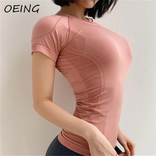 

yoga outfit women's workout gym quick dry fitness short sleeve crop running