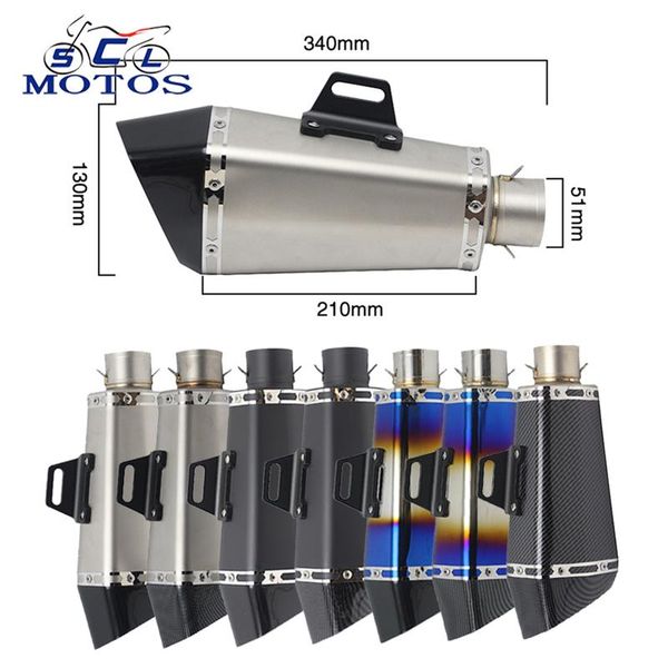 

motorcycle exhaust system sclmotos- 38-51mm ak muffler motocross dit pit bike off road for r6 cbr250 cb600 mt07 r25 ninja atv