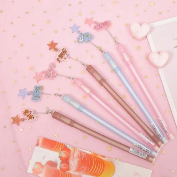 

gel pens acrylic teochew pentagram pendant pen quick-drying korea small clear cute 0.5mm black signature office accessories