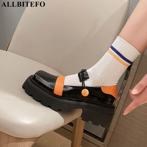 

dress shoes allbitefo fashion casual genuine leather high heels autumn/spring women wedges platform, Black