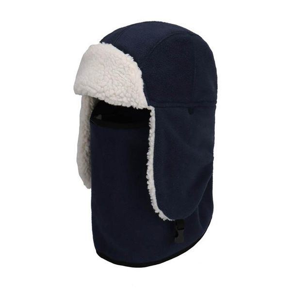 

outdoor cover face ear ski cap thick warm riding winter double-layer fleece hat collar cycling caps & masks, Black
