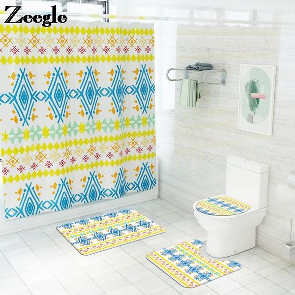 

bath mats waterproof shower curtain bathroom carpet rug print mat set home decor and anti-slip for