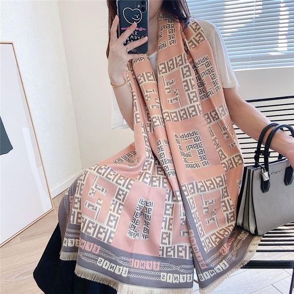 

new letter jacquard imitation cashmere scarf autumn winter warm dual-purpose shawl thickened student couple bib female, Blue;gray