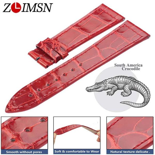

watch bands zlimsn crocodile leather strap quick installation for men's women blue red luxury alligator size 12mm-26mm 38mm-42mm, Black;brown