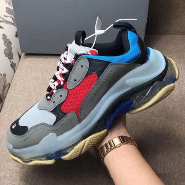 

2021 fashion sneakers clear sole triple s casual dad shoes men women platform 1fw paris vintage old crystal bottom triple-s designer sports, Black