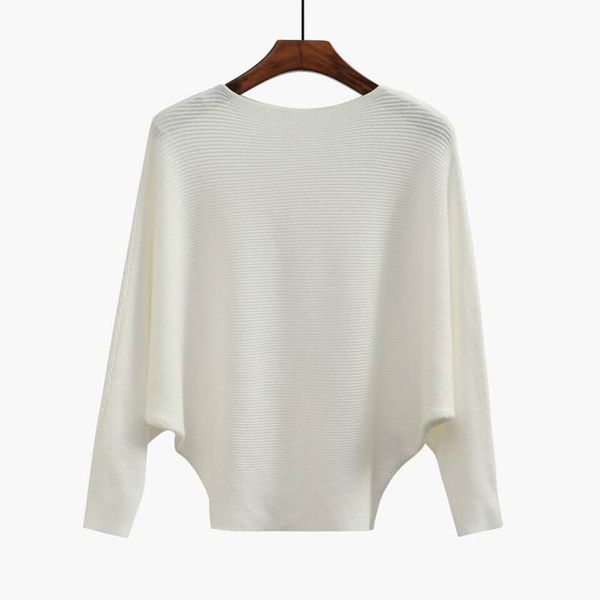 

women's sweaters pullovers fashion o-neck bat sleeve long knit sweater knitted pullover bottoming fall elegant, White;black