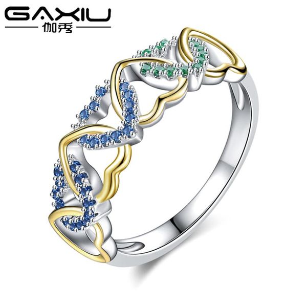 

wedding rings hollow hearts for women zircon silver color female engagement ring geometric fashion party jewelry anillos 2021, Slivery;golden
