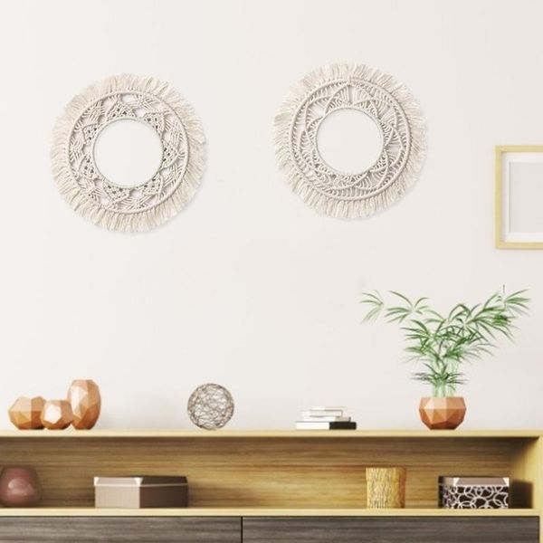 

mirrors 1pc handmade bohemian fringed wall frame tapestry macrame ceremony backdrop art for home living room mirror decoration