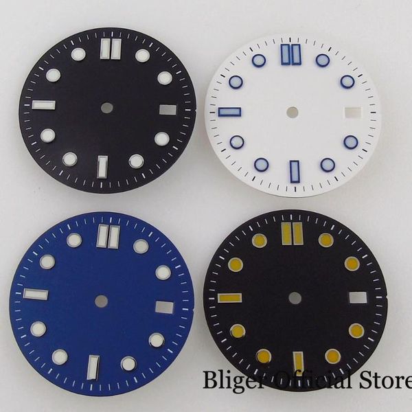 

repair tools & kits sterile black steel 31mm watch dial fit nh35a green luminous marks date window