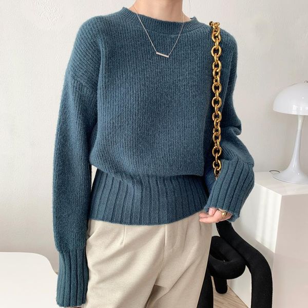 

women's sweaters loose women 2022 korean style leisure solid female knitted fashionable autumn winter ladies knitwear pullovers, White;black