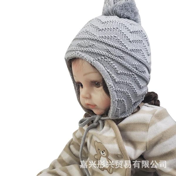 

caps & hats autumn winter children warm cotton velvet ear cute hairball ski for boys girls pography props baby bonnet, Yellow