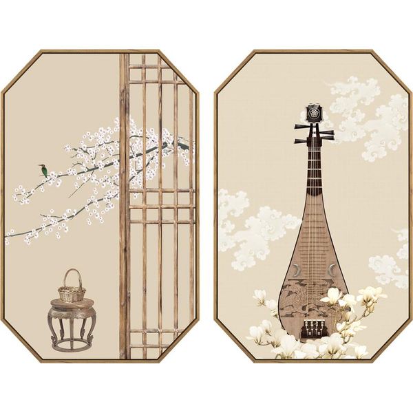 

decorative objects & figurines chinese zen living room decoration painting study japan style ancient mural texture canvas hd inkjet wall art