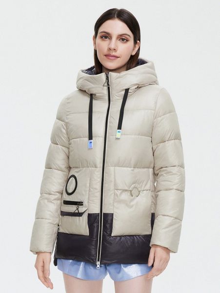 

gasman colorblock ring detail asymmetrical hem puffer winter coat b1nb#, Black