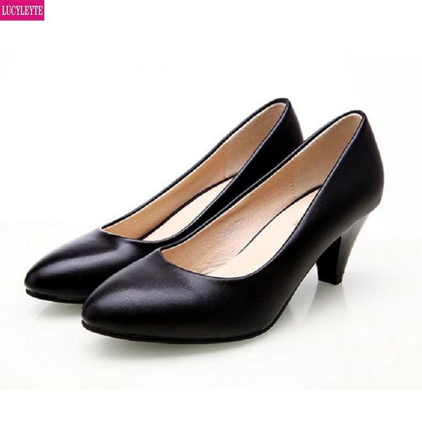 

dermis professional black work shoes spring and autumn commute in soft sole with high heels working women's shoe dress