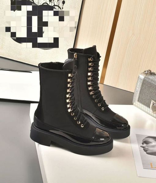 

women boots retro thick-soled martin boot women's 2021 short booties color matching lace-up, Black