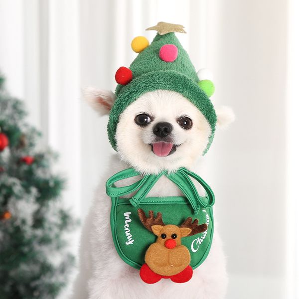 

christmas small plush santa hat for pet dog cat hat merry christmas decorations for home navidad happy xmas new year gift, Blue;gray