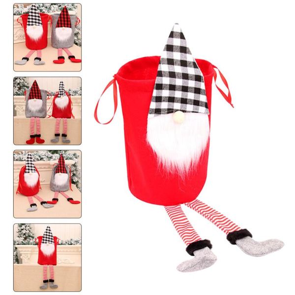 

gift wrap 1pc christmas present bag storage gnome doll pattern (red)