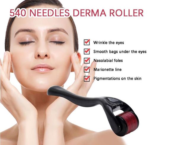 Professional Titanium Micro Needle 540 Skin Derma Roller per strumenti per massaggi di bellezza per la cura del corpo con custodia