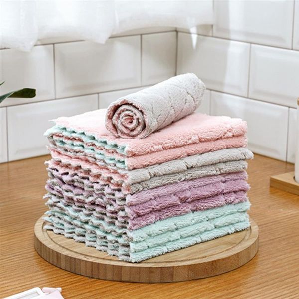 

double color rag dishes microfiber cloth water absorption thickening home kitchen dish washing towel table dishcloth 27*16 cm