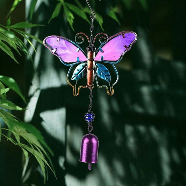 

decorative objects & figurines 1pc painted butterfly rust-proof metal wind chime ornament hanging room decoration windchimes outdoor yard ga