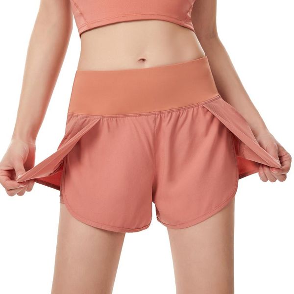 

gym clothing women sportswear shorts high waist solid color workout running with phone pockets, White;black
