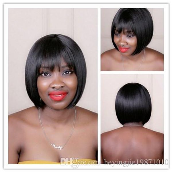 

14 inch long human hair wig 13*4 13*6 5*5 lace leaf wig natural color straight handmade wig liu hai, Black;brown