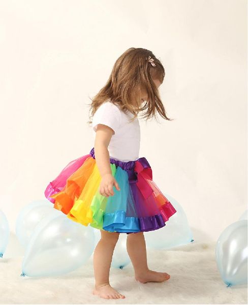 

princess skirt rainbow net tulle tutu small children girls show european and american skirts, Blue