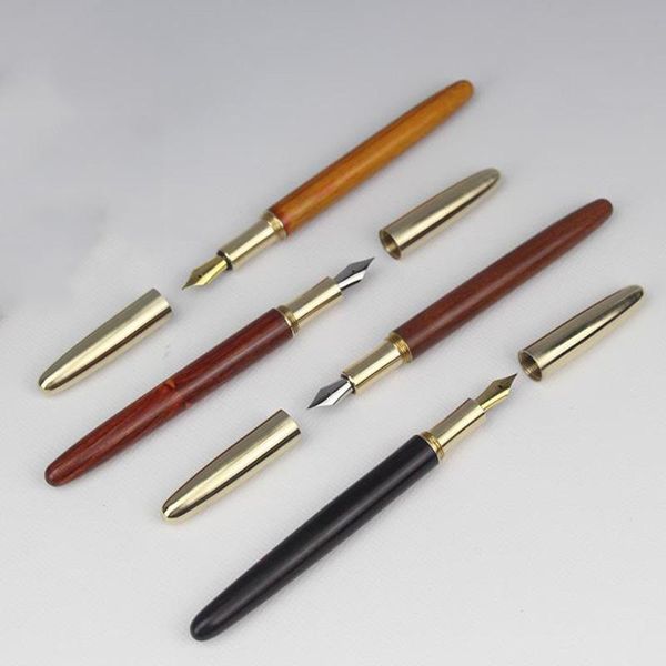 

creative handmade blackwood fountain pen screw natural color wooden stainless steel nib as gift for business and office pens