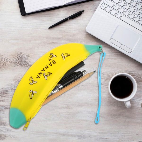 

3pcs creative pen bag adorable banana-shaped pencil case student storage bags