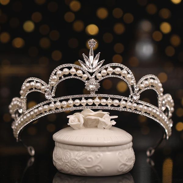 

hair clips & barrettes deisgn queen princess tiaras and crowns wedding accessories pearls crystal silver color diadems girls women jewelry, Golden;silver