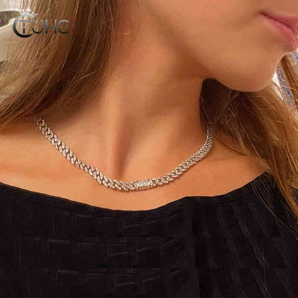 

exquisite women necklace 6mm iced out cuban chain with micro pave aaa crystal high-ranking party jewelry christmas gift x0509, Black