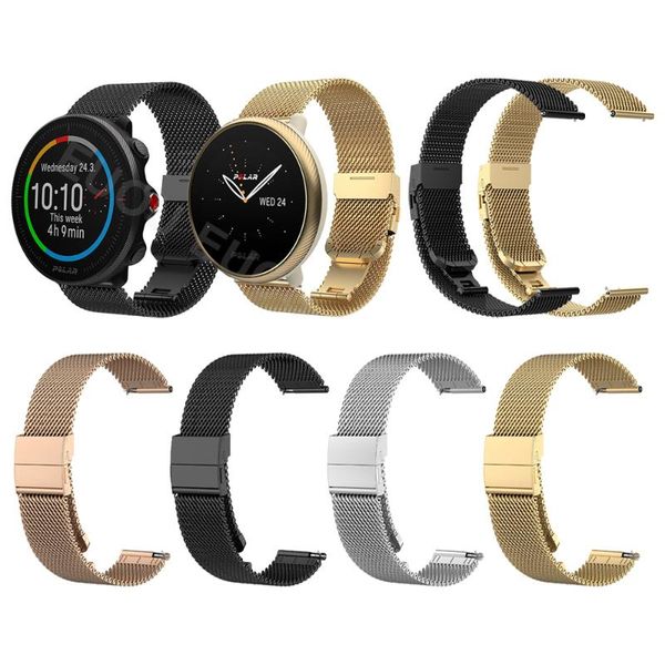 

watch bands metal mesh belt wrist strap for polar ignite 2 wristband vantage m2 m band unite/grit x stainless steel bracelet watchband, Black;brown