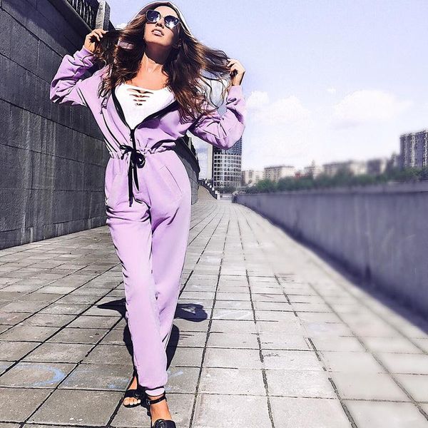 

women's jumpsuits & rompers european station, 2021 autumn/winter style wear street, long sleeve lace-up trousers and, Black;white