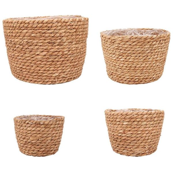 

storage baskets 4pcs basket plant flowerpot straw woven interior decoration flower pot