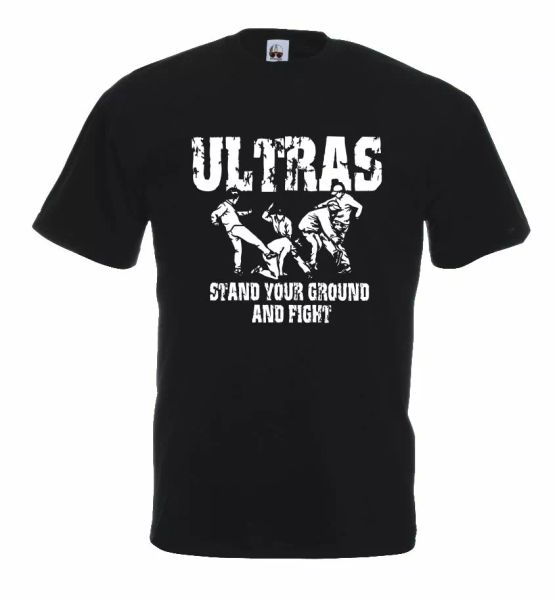 

jersey ultras stand your ground and fight u10_j t-shirt cotton terrace, White;black