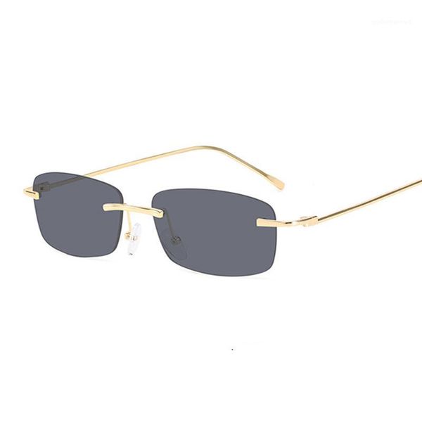 

trend metal frameless sunglasses women gradient color square ins street pography glasses, White;black