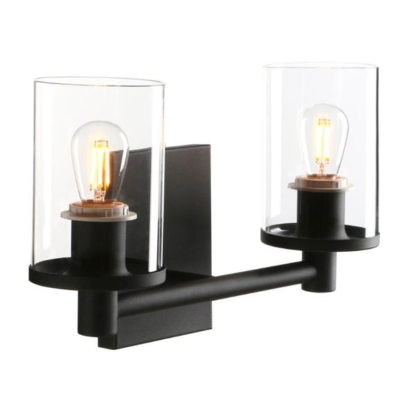 

wall lamp permo industrial 2 light glass hanging bedroom bathroom dresser with 3.9 inch transparent shade