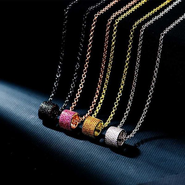 

chains 100%925 sterling silver circle color stone pendant necklace women temperament european style clavicle chain