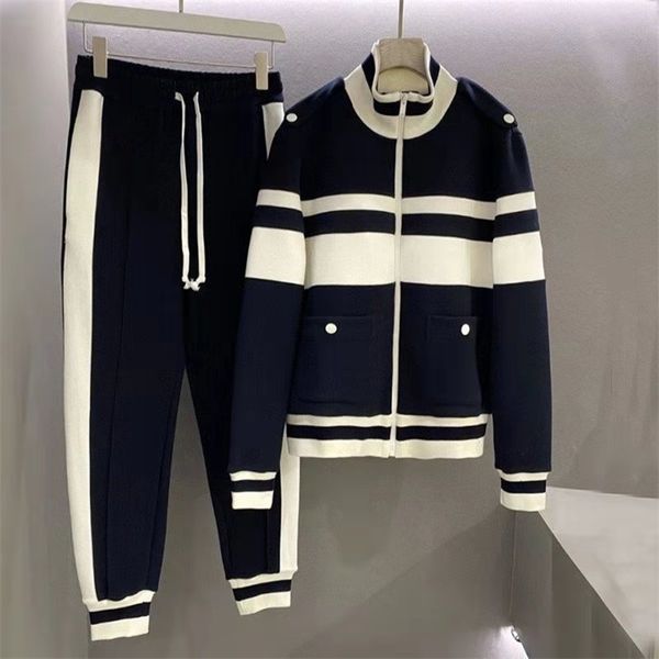 

spring short sweater jacket casual thin fashion sportswear men's pants two-piece set 211106, Gray