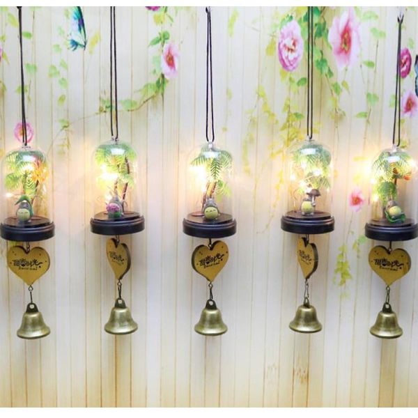 

decorative objects & figurines cute totoro acrylic hanging garden yard decor wind chimes decorations with light and copper bell
