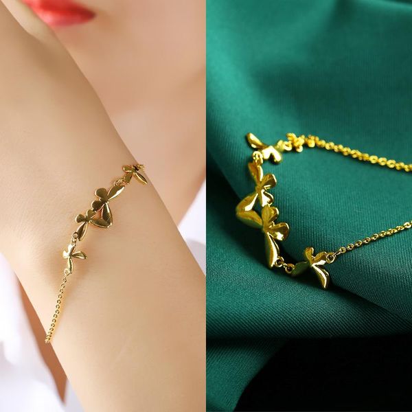 

link, chain women's adjust able retro recruit butterfly bracelet luxury korean style jewelry for party and prom 2021 fashion brand desig, Black