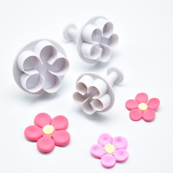 

baking moulds 3pcs cookie cutter flower plunger diy cake fondant mold plastic kitchen gadgets decorating tools accessories