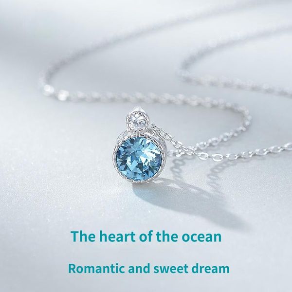 

chains necklace women the heart of ocean s925 pure silver chain joker clavicle female austrian crystals