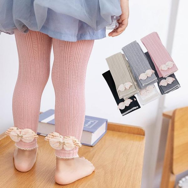 

leggings & tights girls spring autumn four seasons combed cotton bow wings multi-color infant baby children toddler born all-match cropped, Blue