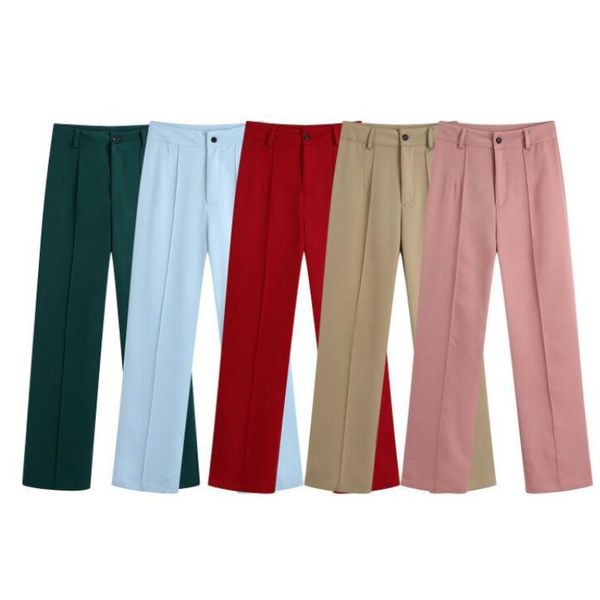 

women's pants & capris straight trousers women casual high waist wide leg loose office ladies solid zipper pantalone femme, Black;white