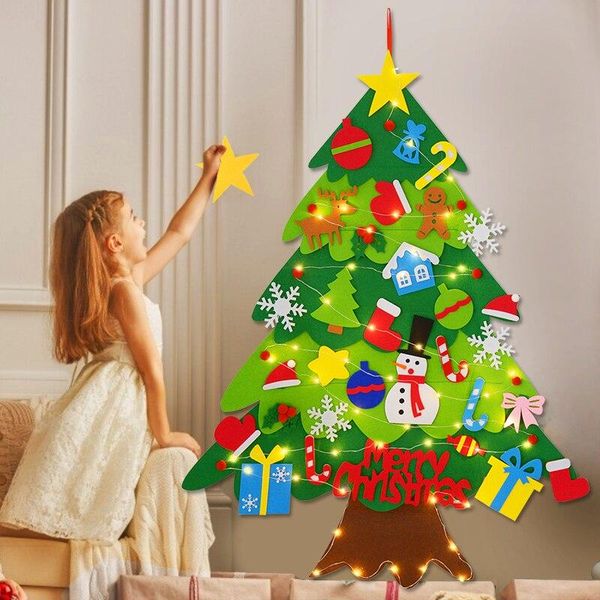 

christmas decorations diy felt tree with led light year kids gift toys door wall hanging ornaments decoration for home navidad