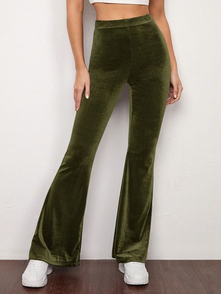 

flare leg velvet pants r2dx#, Black;white